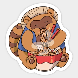 Kawaii Japanese Anime Ramen Soup Bowl Otaku Cute Raccoon Sticker